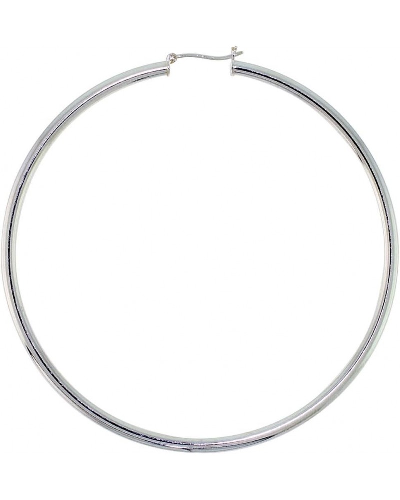 Medium Thin Sterling Silver 3mm Tube Hoop Earrings Plain Polished Nickel Free Italy 5/8-3 inch Round 2 3/4 inch 70mm $26.19 O...