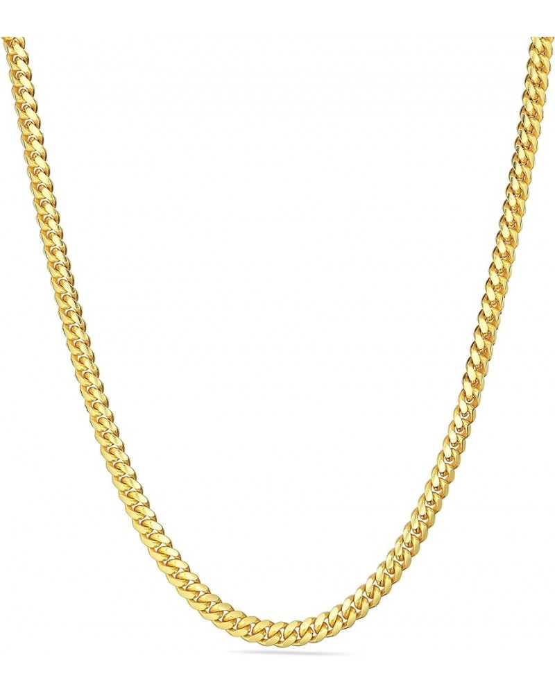 18K Gold Over Solid 925 Sterling Silver 2MM, 2.5MM, 3.5MM, 4MM Miami Cuban Chain Necklace- 16"-30 24 4MM $41.61 Others