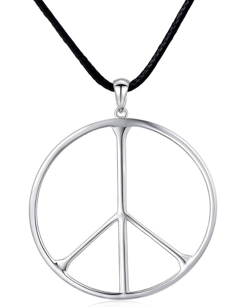 S925 Sterling Silver Peace Sign Hippie Party Pendant Necklace Jewelry Gift Big Peace $13.12 Necklaces