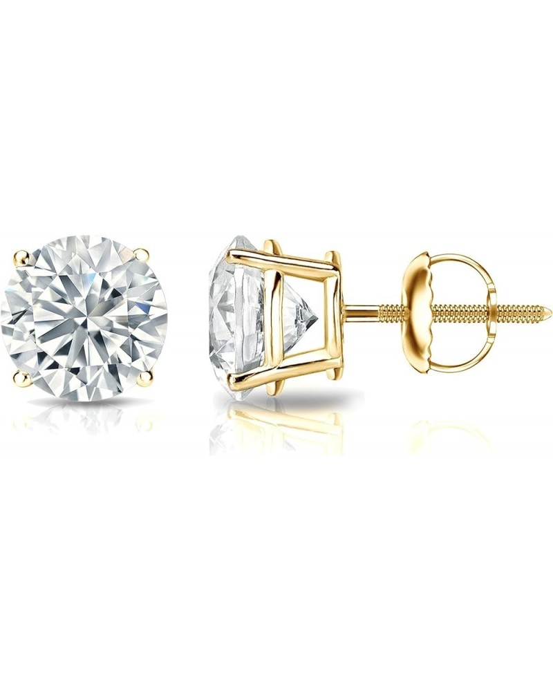 1/4 to 2 Carat Lab Grown Diamond Round Stud Earrings in 14k Gold (F-G, VSI1-VSI2, cttw), 4-Prong Basket Screw Back 2.0 CTTW Y...