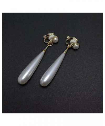 Pearl Clip On Earrings for Women White Imitation Clip Ons Gold Dangle Earrings Simulated Pearl Drop Earring Nickel Free Fashi...