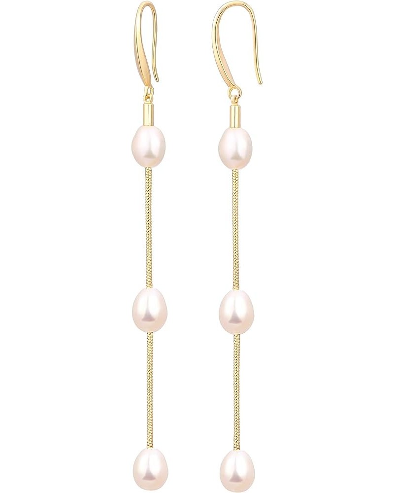 Long Pearl Dangle Earrings for Women 18K Gold Plated Long Dangle Drop Earrings Metal Chain Earrings Wedding Bridesmaid Jewelr...