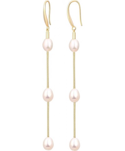 Long Pearl Dangle Earrings for Women 18K Gold Plated Long Dangle Drop Earrings Metal Chain Earrings Wedding Bridesmaid Jewelr...