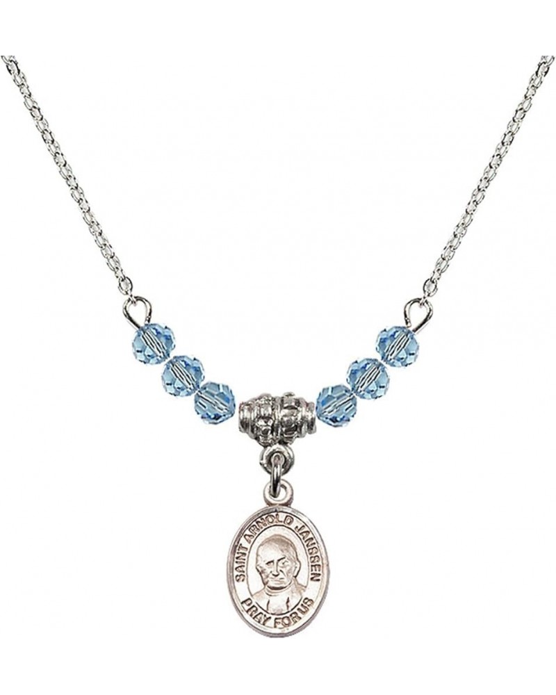 March Birth Month Bead Necklace with Catholic Patron Saint Petite Charm, 18 Inch Saint Arnold Janssen $26.60 Necklaces