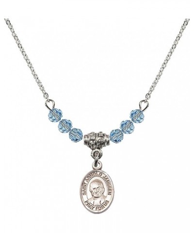 March Birth Month Bead Necklace with Catholic Patron Saint Petite Charm, 18 Inch Saint Arnold Janssen $26.60 Necklaces