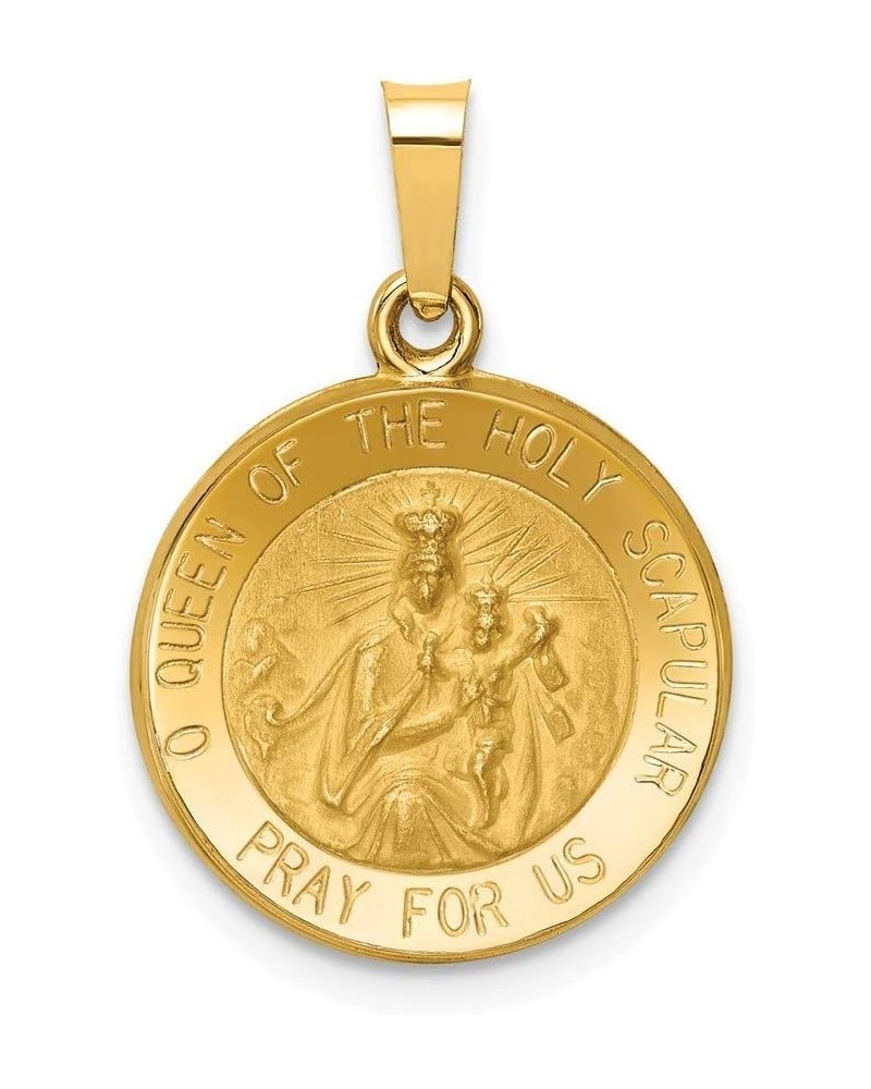 14K Yellow Gold Polished & Satin Queen of the Holy Scapular Reversible Medal Pendant $59.19 Pendants