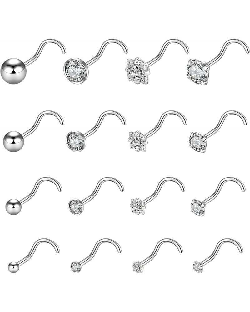 16pcs 20g Stainless Steel Nose Stud for Women 20g Nose Ring Surgical Steel for Men Body Piercing Jewelry Screw-Silver 6.5mm $...