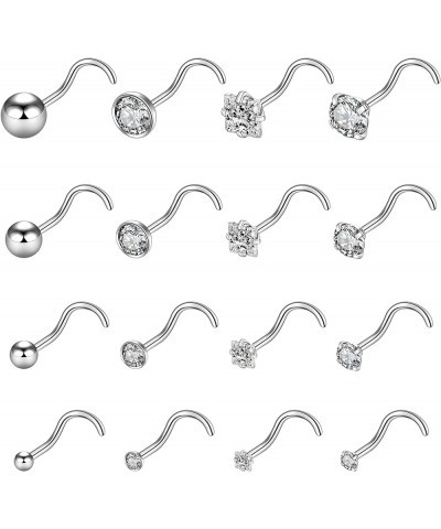 16pcs 20g Stainless Steel Nose Stud for Women 20g Nose Ring Surgical Steel for Men Body Piercing Jewelry Screw-Silver 6.5mm $...