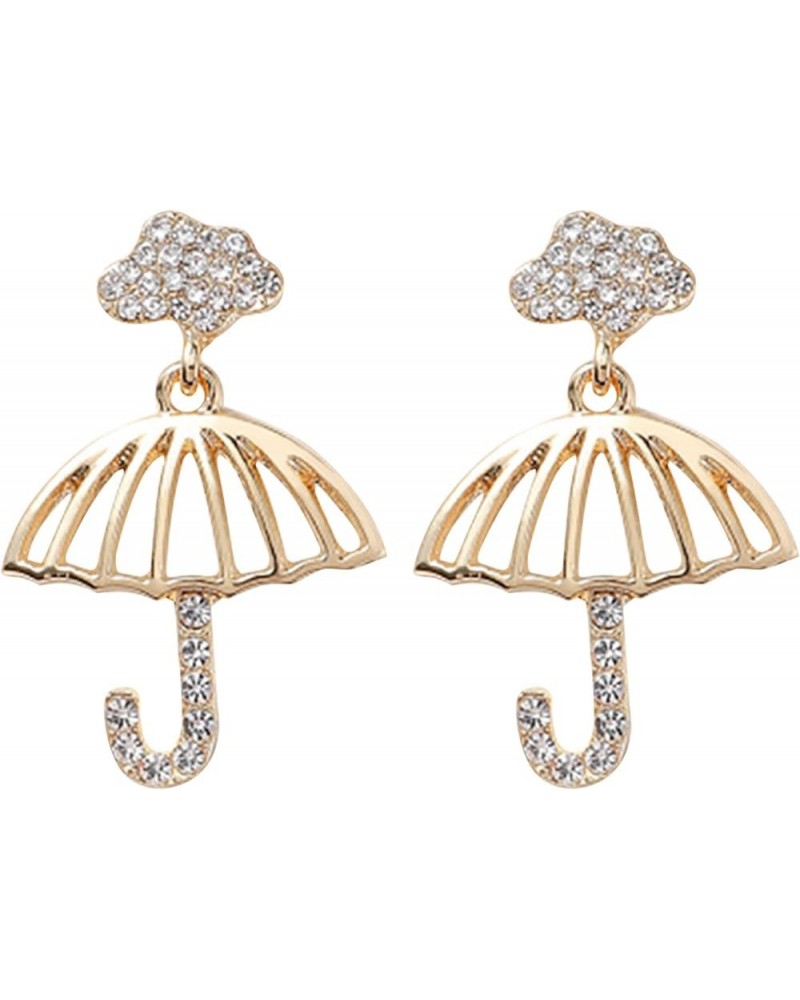 Full Diamond Small Umbrella Earrings Cute Temperament Creative Umbrella Earrings Earrings Purple Gold $7.71 Earrings