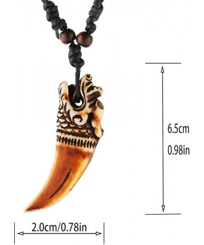 Imitation Wolf Teeth Necklace Pendant Resin Animal Pattern Indiana Teeth Tribal Jewelry Pendant Necklace Brown-C $7.00 Necklaces