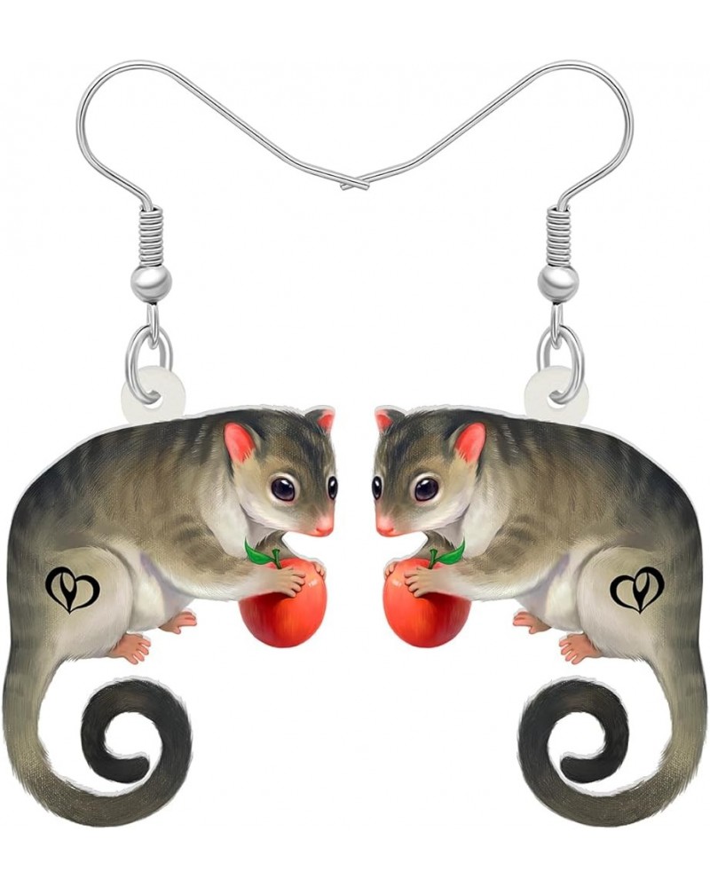 Dangle Cute Grey Opossum Earrings Mouse Animals Novelty Hypoallergenic Jewelry For Women Girl Kids Gifts Fossil $6.50 Earrings