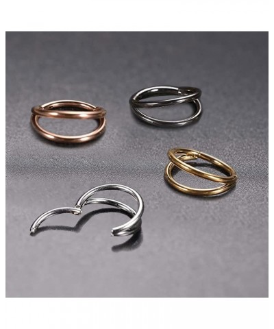 Nose Rings Hoops Double Septum Rings Clicker Cartilage Hoop Earring Surgical Steel Nose piercing Hoop Open Stacked Hoop Nose ...