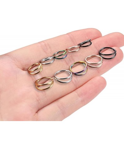 Nose Rings Hoops Double Septum Rings Clicker Cartilage Hoop Earring Surgical Steel Nose piercing Hoop Open Stacked Hoop Nose ...