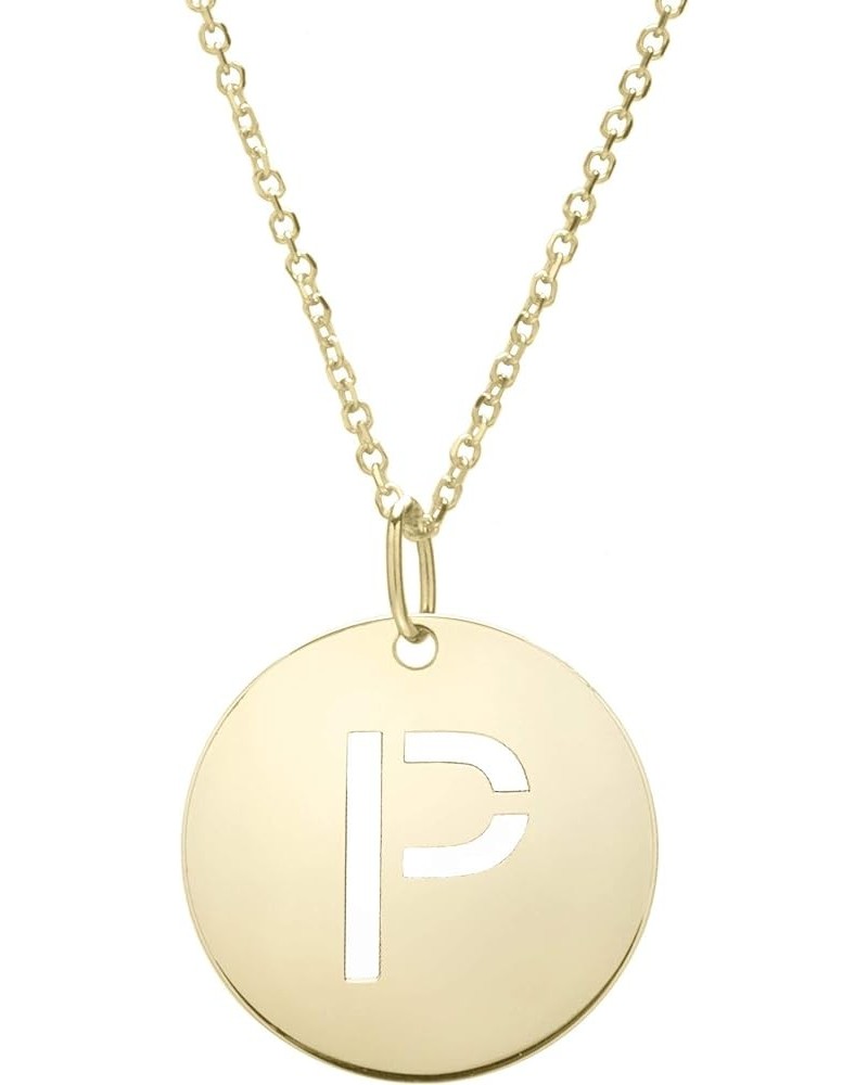 14k Yellow Gold Initial Letter Round Pendant Necklace, 18 Initial P $79.92 Necklaces