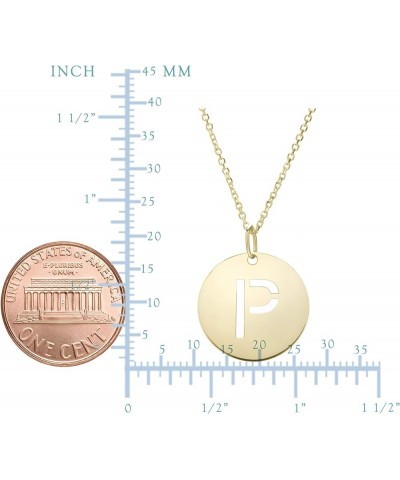 14k Yellow Gold Initial Letter Round Pendant Necklace, 18 Initial P $79.92 Necklaces