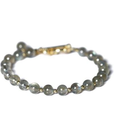 6mm Quartz Crystal Beads Bracelet for Women, Natural Gemstone Birthday Gift, OT Toggle Clasp Easy Adjustable 7.4 Labradorite ...