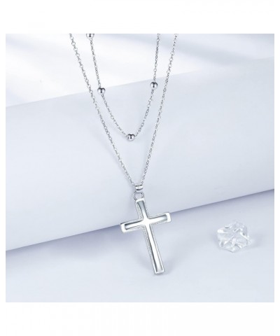 Cross Necklace for Women, 925 Sterling Silver Layered Necklace, Christmas Mother's Day Birthday Gift 45+5 cm. $11.20 Necklaces