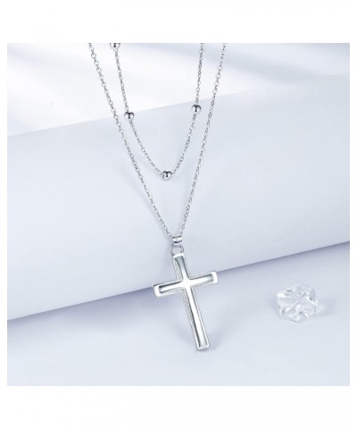 Cross Necklace for Women, 925 Sterling Silver Layered Necklace, Christmas Mother's Day Birthday Gift 45+5 cm. $11.20 Necklaces