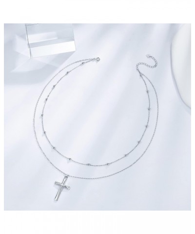 Cross Necklace for Women, 925 Sterling Silver Layered Necklace, Christmas Mother's Day Birthday Gift 45+5 cm. $11.20 Necklaces