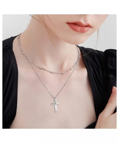 Cross Necklace for Women, 925 Sterling Silver Layered Necklace, Christmas Mother's Day Birthday Gift 45+5 cm. $11.20 Necklaces