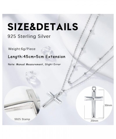 Cross Necklace for Women, 925 Sterling Silver Layered Necklace, Christmas Mother's Day Birthday Gift 45+5 cm. $11.20 Necklaces