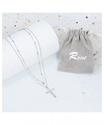 Cross Necklace for Women, 925 Sterling Silver Layered Necklace, Christmas Mother's Day Birthday Gift 45+5 cm. $11.20 Necklaces