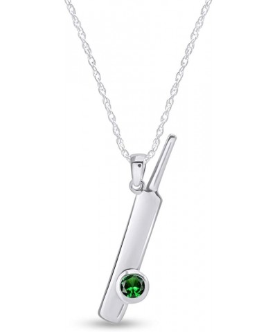 Bat Ball Cricket Love Simulated CZ Stone 925 Stamp Sterling Silver Pendant Necklace White Gold Over : Simulated Emerald $17.6...