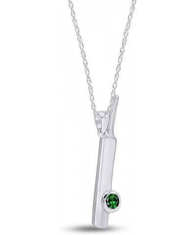 Bat Ball Cricket Love Simulated CZ Stone 925 Stamp Sterling Silver Pendant Necklace White Gold Over : Simulated Emerald $17.6...