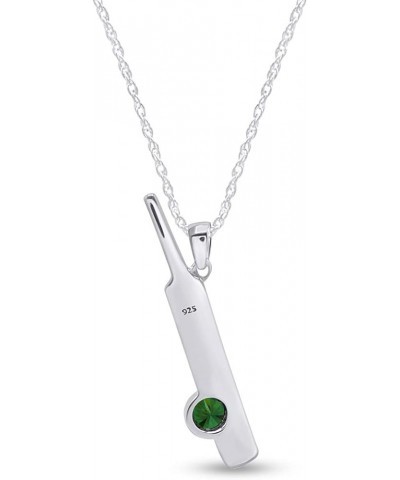 Bat Ball Cricket Love Simulated CZ Stone 925 Stamp Sterling Silver Pendant Necklace White Gold Over : Simulated Emerald $17.6...