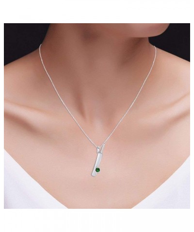 Bat Ball Cricket Love Simulated CZ Stone 925 Stamp Sterling Silver Pendant Necklace White Gold Over : Simulated Emerald $17.6...