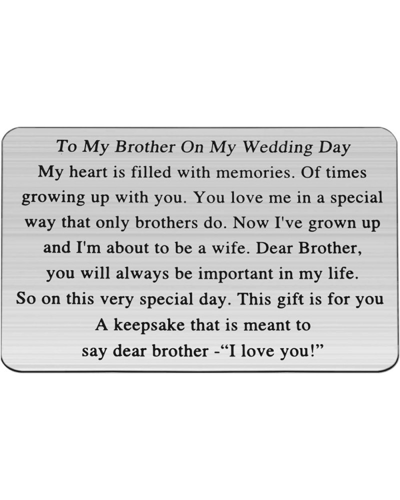 Brother Metal Wallet Insert Card from Sister To My Brother On My Wedding Day Jewelry for Brother In Law Deployment Gift for H...