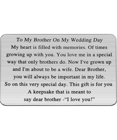 Brother Metal Wallet Insert Card from Sister To My Brother On My Wedding Day Jewelry for Brother In Law Deployment Gift for H...