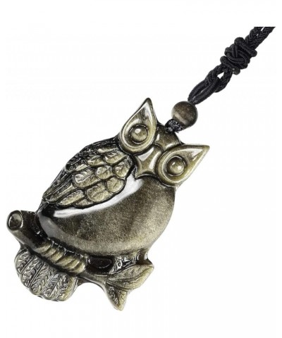 Handmade Obsidian Talisman Necklace for Men and Women, Healing Stone Pendant with Adjustable Rope Owl $13.24 Necklaces