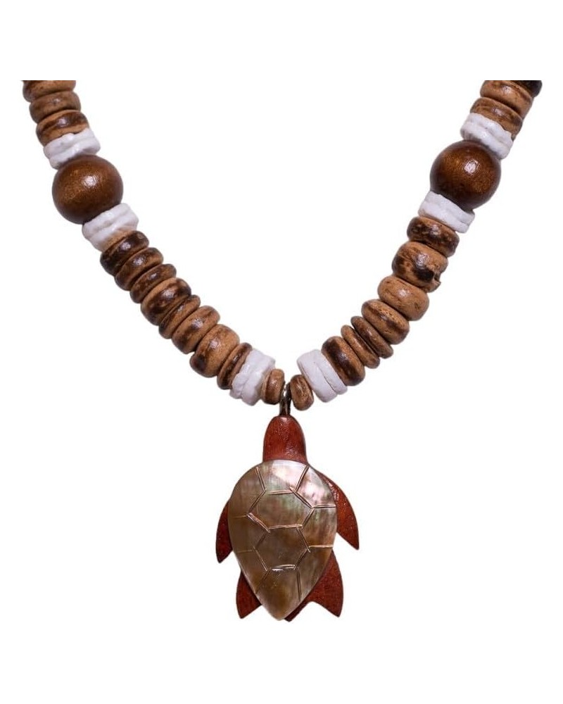 Wood & Shell Sea Turtle on Coconut Shell Beads Necklace TG8 $9.87 Necklaces