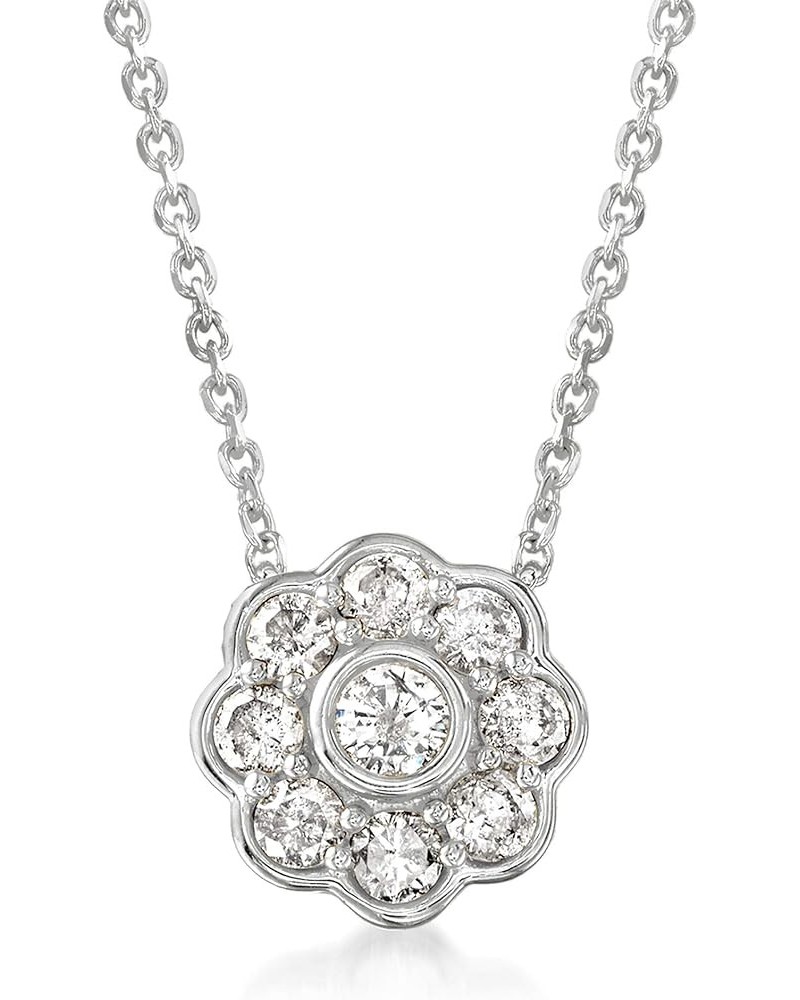 0.50 ct. t.w. Diamond Flower Necklace in Sterling Silver 16.0 Inches $169.42 Necklaces