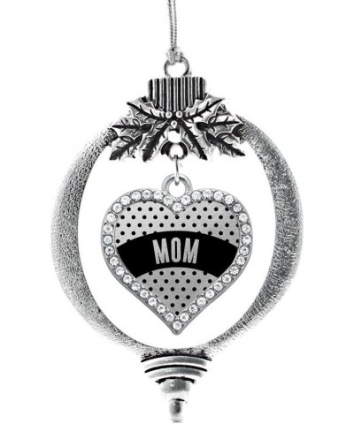 Mother and Daughter Bond Charm Ornament - Silver Open Heart Charm Holiday Ornaments with Cubic Zirconia Jewelry Black Polka M...