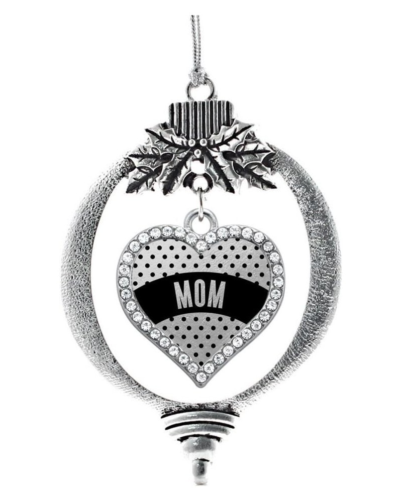 Mother and Daughter Bond Charm Ornament - Silver Open Heart Charm Holiday Ornaments with Cubic Zirconia Jewelry Black Polka M...