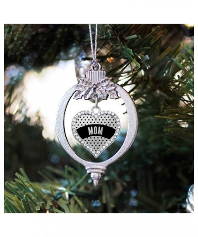 Mother and Daughter Bond Charm Ornament - Silver Open Heart Charm Holiday Ornaments with Cubic Zirconia Jewelry Black Polka M...