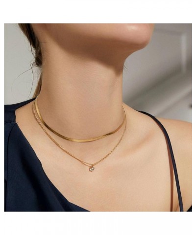 14K Gold Layered Choker Necklace for Women Teen Girls，Dainty Gold Chain Necklace Layering Cute Fashion Pendant Choker Necklac...