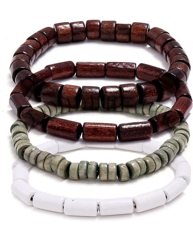 4Pcs Classic Natural Sandalwood Bead Bracelet Strand Wood Tibetan for Men Women Meditation Buddhist Mala Prayer Jewelry long ...