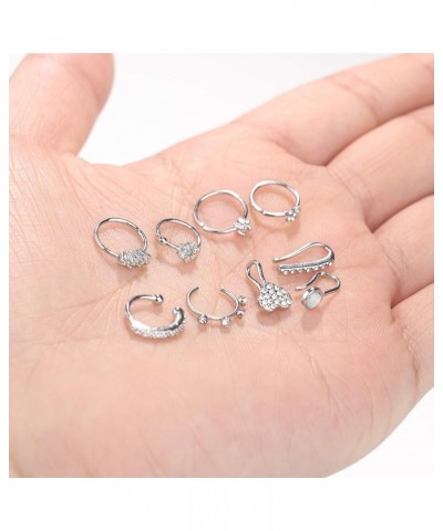 Fake Nose Ring Hoop Stud Stainless Steel Faux Nose Piercing Jewelry Clip On Nose Ring for Women Men Non Piercing Nose Ring Si...