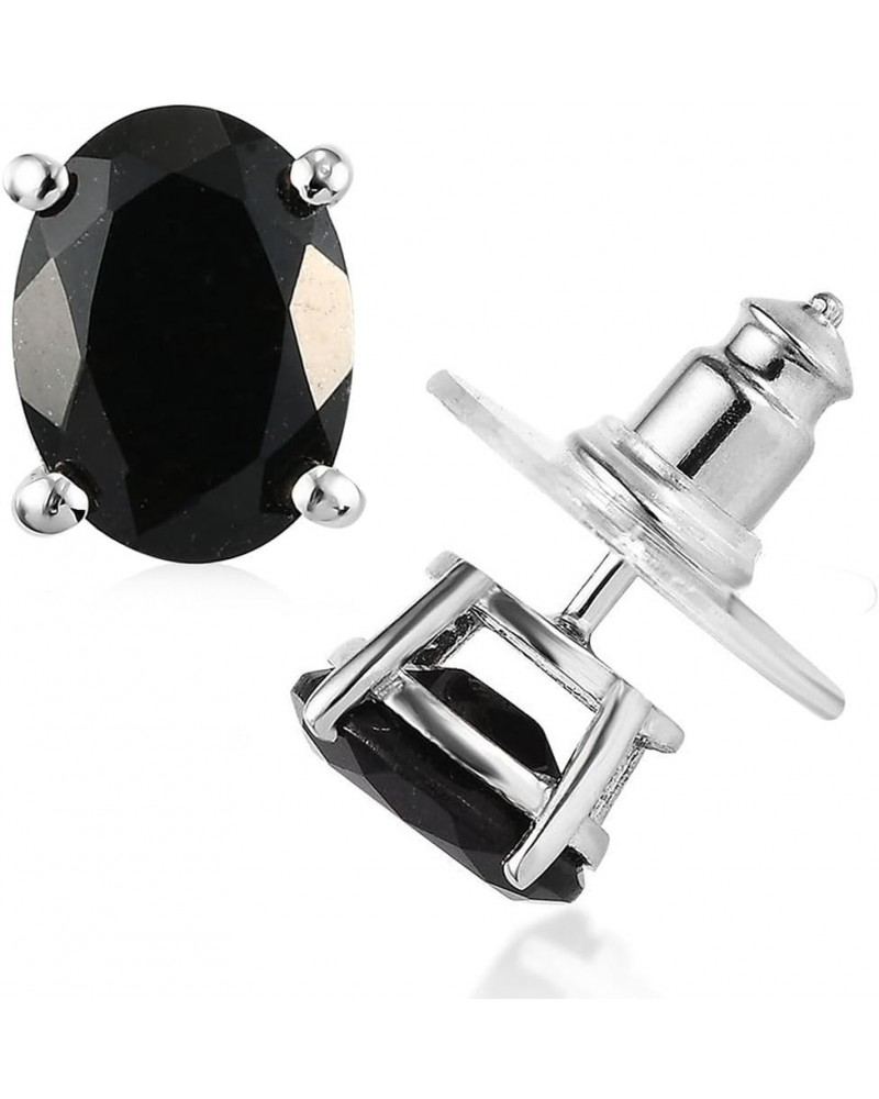 Shop LC Tourmaline Black Stud Earrings for Women 925 Sterling Silver Platinum Plated Goth Comfy Birthday Gifts for Women Oval...