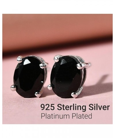 Shop LC Tourmaline Black Stud Earrings for Women 925 Sterling Silver Platinum Plated Goth Comfy Birthday Gifts for Women Oval...