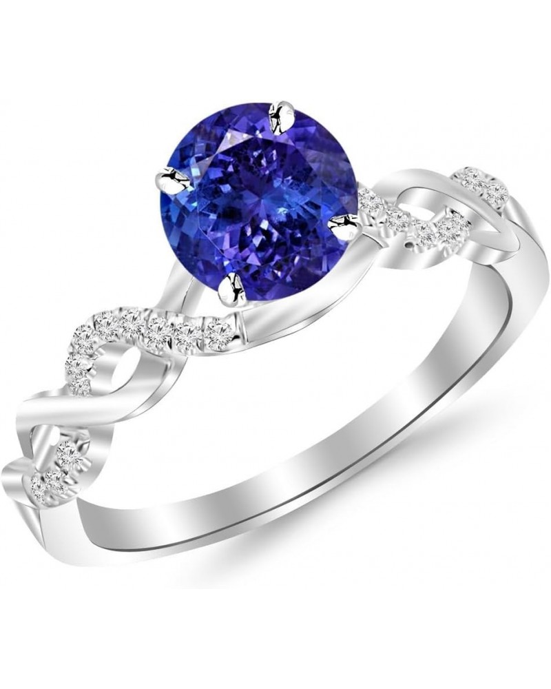 Twisting Infinity Gold and Diamond Split Shank Pave Set Diamond Engagement Ring with a 1 Carat Tanzanite AAA Heirloom Center ...