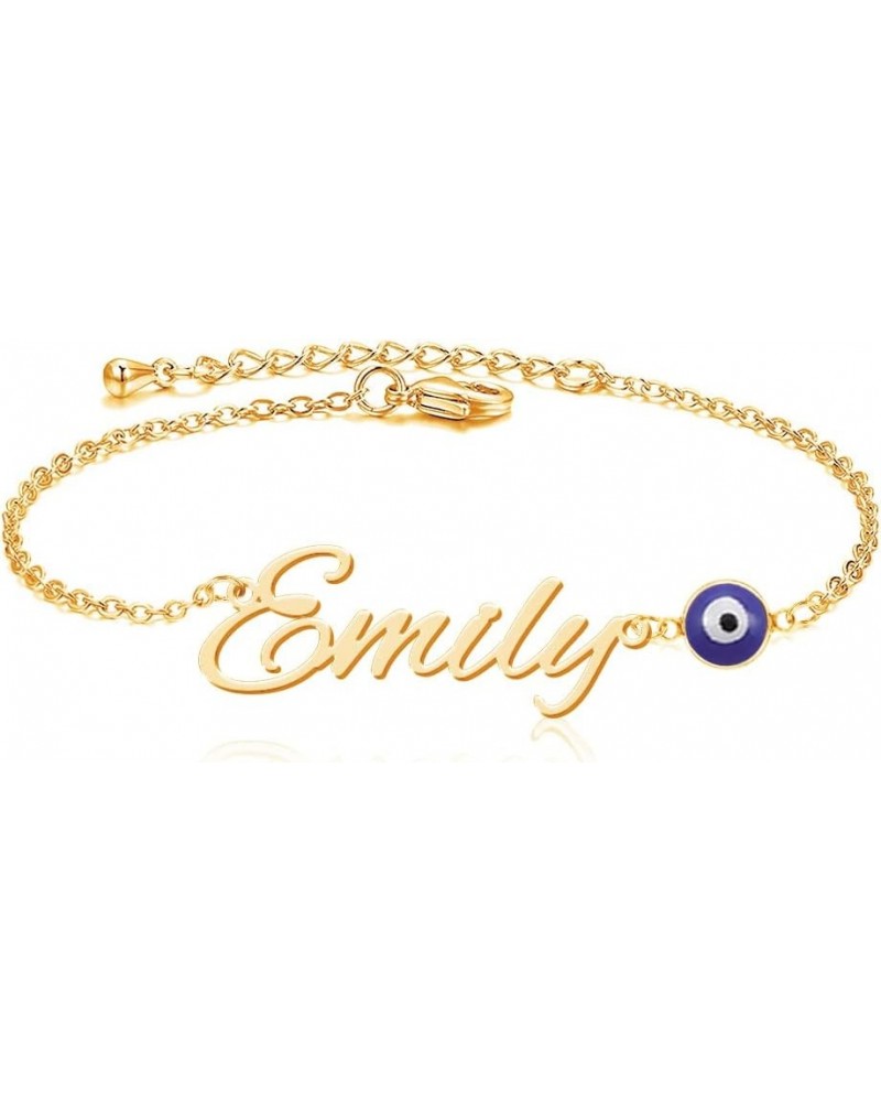 Personalized Gold Evil Eye Bracelet Custom Name Bracelets 18k Gold Plated Link Bracelets for Women Birthday Gifts for Mom Fri...