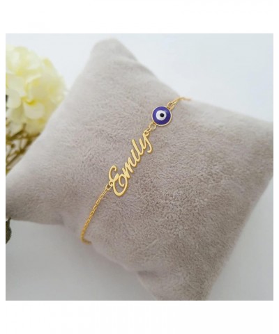 Personalized Gold Evil Eye Bracelet Custom Name Bracelets 18k Gold Plated Link Bracelets for Women Birthday Gifts for Mom Fri...