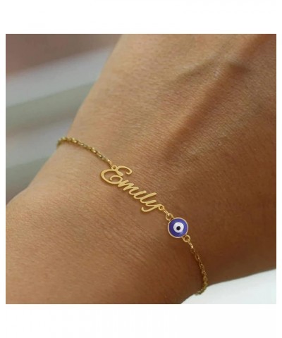 Personalized Gold Evil Eye Bracelet Custom Name Bracelets 18k Gold Plated Link Bracelets for Women Birthday Gifts for Mom Fri...