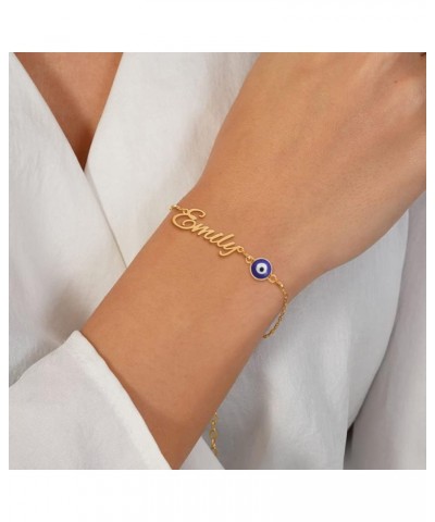 Personalized Gold Evil Eye Bracelet Custom Name Bracelets 18k Gold Plated Link Bracelets for Women Birthday Gifts for Mom Fri...