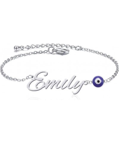 Personalized Gold Evil Eye Bracelet Custom Name Bracelets 18k Gold Plated Link Bracelets for Women Birthday Gifts for Mom Fri...