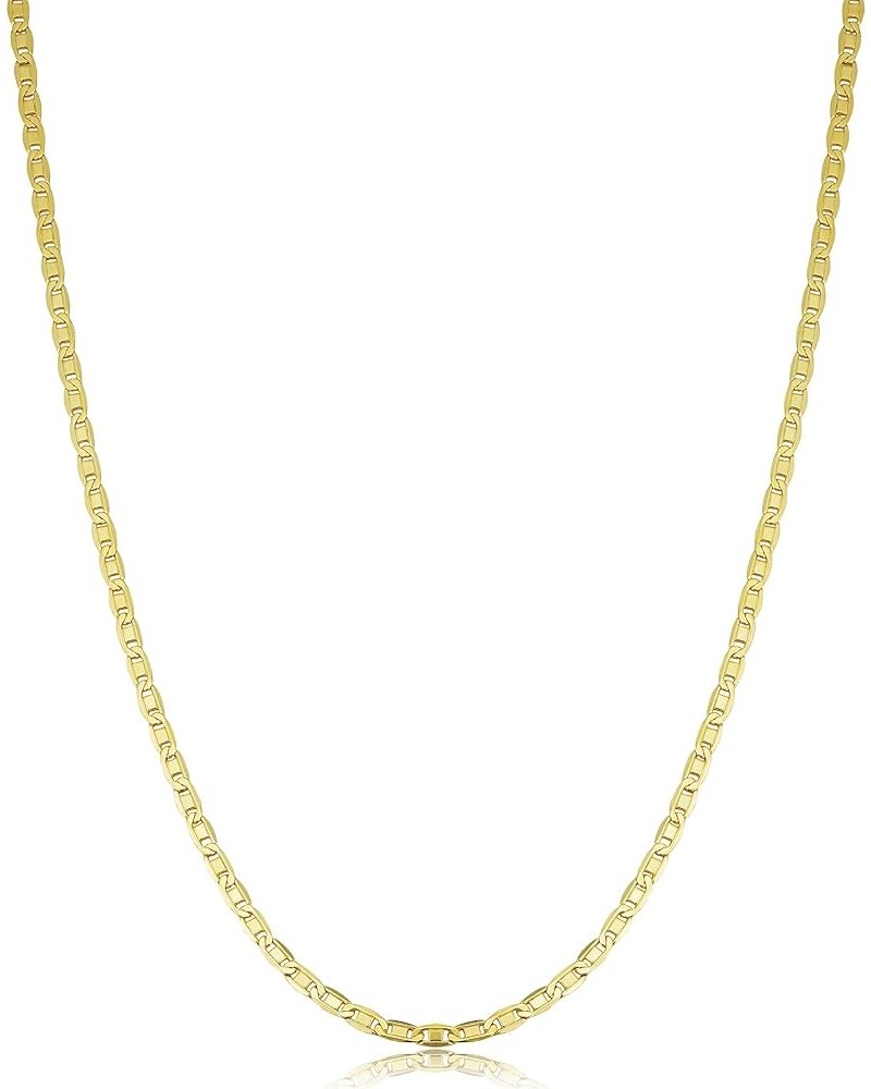 14k Yellow Gold Filled Solid Flat Oval Link Chain Necklace For Men And Women (2.2mm 3.5mm 4.4mm - sizes from 16 to 30 inches ...